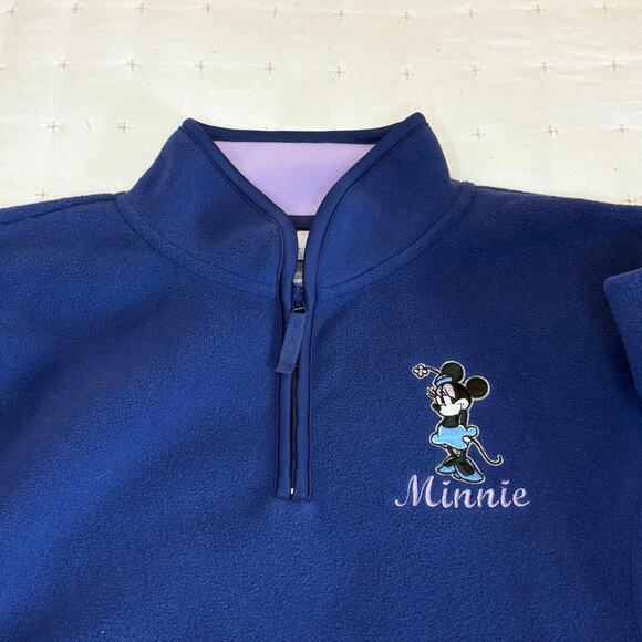 Vintage Disney Minnie Mouse 1/4 Zip Fleece Women's M | Blue Purple Pullover - Picture 2 of 12